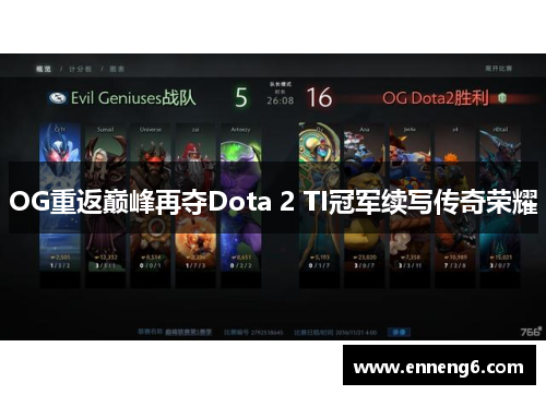 OG重返巅峰再夺Dota 2 TI冠军续写传奇荣耀